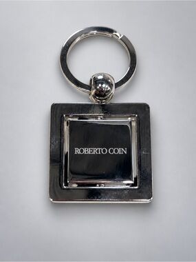 Roberto Coin Spinning Center Silver Tone Keychain Key Ring New